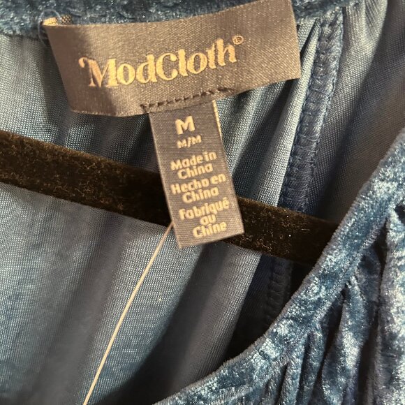 NWT Modcloth stunning teal velvet floral midi dress "Such a Love" - Picture 9 of 9